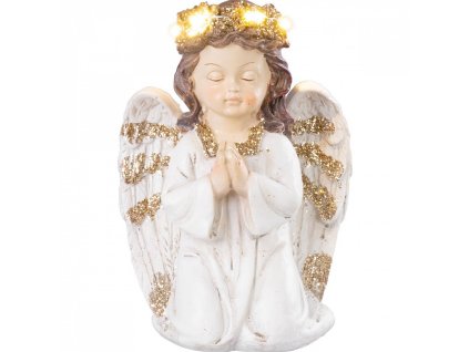 Dekorace Anděl modlicí, LED, polyresin, na hrob, 11,5x7,5x15,5 cm MagicHome