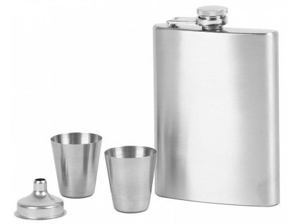 Placatka nerezová s pohárky a nálevkou, objem 235ml, dárkové balení