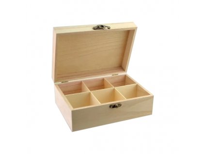 Box na čaj dřevo 6 přihrádek  NATURAL