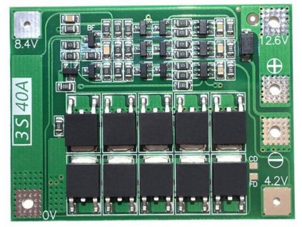 Ochranný obvod a balancér pro 3 Li-Ion články 18650, proud do 40A