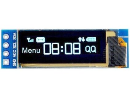 Displej OLED 0,91”, 128x32 znaky, IIC/I2C, 4piny, bílý