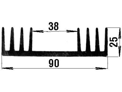 Chladič Al ZH1910 90x25x3000mm