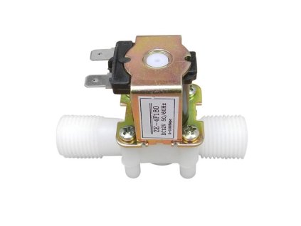 Elektromagnetický ventil 12V na vodu plastový, příruby G1/2”, NC