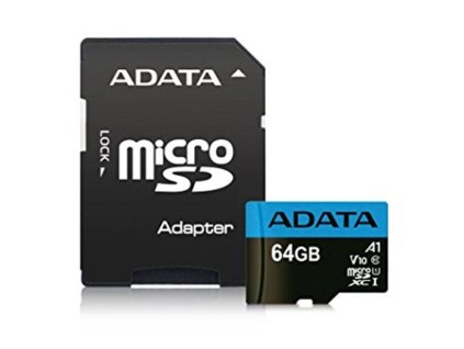 Paměťová karta ADATA micro SDHC 64GB UHS-I + adaptér