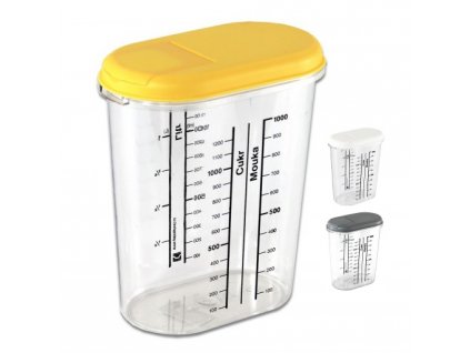 Dóza 1,5L oválná sypací s odměrkou  CZ, mix barev