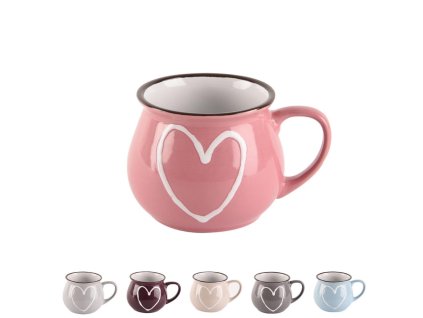 Hrnek keramika 320ml  KRAJÁČ HEART, mix barev