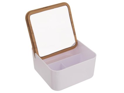 Dóza na vatové tampony plast/bambus + zrcadlo  WHITNEY