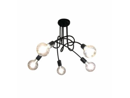 Černé stropní svítidlo, 5 ramen x E27