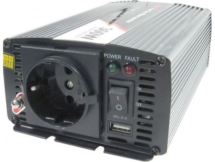 Měnič napětí 12V/230V 300W JYINS JYP-300, zásuvka EURO, čistá sinus.