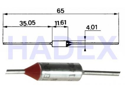 Tepelná pojistka 104°C axiál. nevratná 10A/250V CE