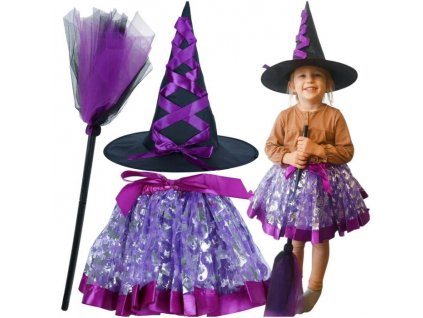 Dětský kostým čarodějnice, 3ks, fialový