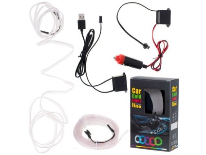 Osvětlení interiéru auta ambietní USB/12V, 5m bílé