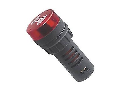 Kontrolka 12V LED 29mm, AD16-22SM červená s bzučákem