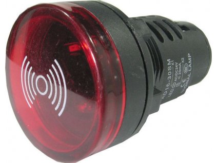 Kontrolka 12V LED 37mm, AD16-30SM, červená s bzučákem