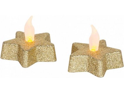 Čajová svíčka hvězda MagicHome zlatá, LED teplá bílá, 5,8x4,8cm