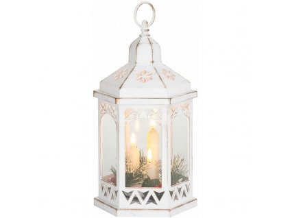 Lucerna MagicHome Morocco bílá, LED, 3xAAA, časovač, 18x15x32cm /SL8091471X/