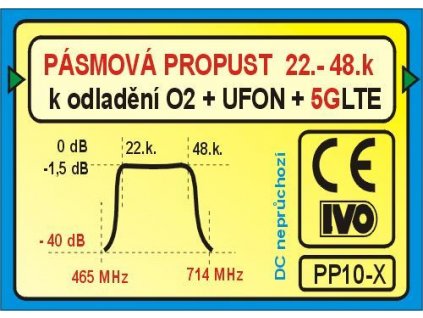 Pásmová propust UHF (22-48k), PP10-X k odladění 5GLTE