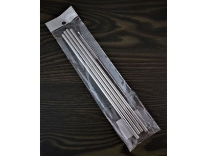 Ocelová brčka s kartáčkem, 4ks