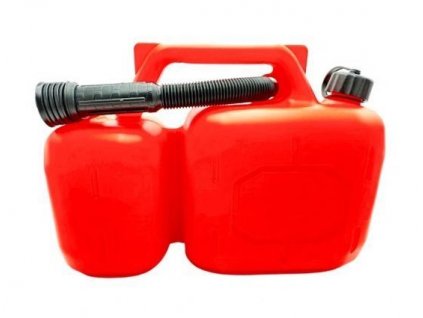 Plastový kanystr na benzín, PHM, 5 +2L, červený