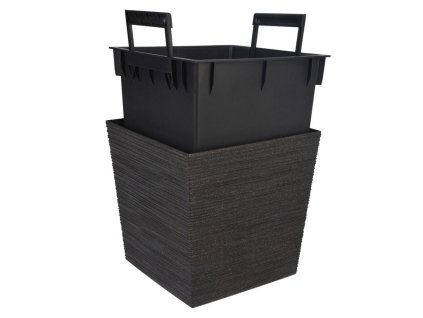 Květináč s obalem čtvercový 24 cm černá
