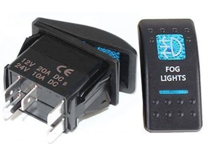 Vypínač kolébkový  A11625ABL-J19 ON-OFF 2p.12VDC/20A modrý, prosvětlen