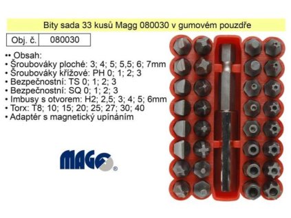 Sada bitů-bezpečnostní a speciální, 33ks 1/4”/25mm, MAGG