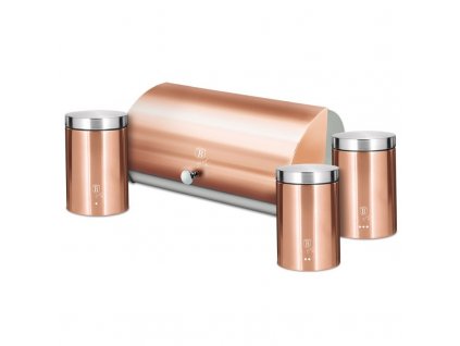 Chlebovka nerez se sadou 3 ks skladovacích nádob Metallic Line Rose Gold Edition