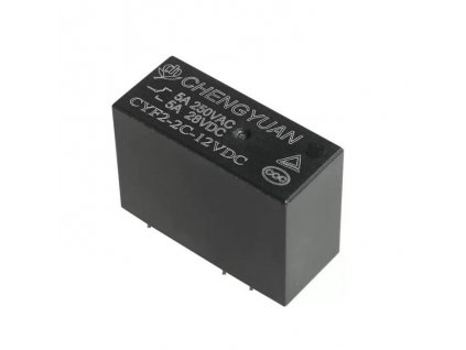 Relé CYF2-2C-12VDC 12V, kontakt 250VAC/5A (přepínací)