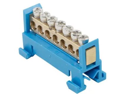 Nulovací můstek na DIN lištu FT030 7pólů modrý