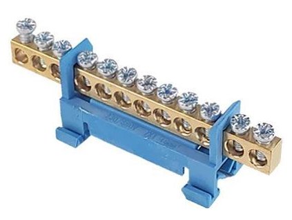 Nulovací můstek na DIN lištu FT030 12pólů modrý
