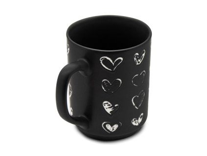 Hrnek porcelán 340ml  SRDCE černá