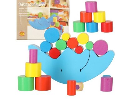 Skládací dřevěná hra Montessori, vyvažující dřevěné kostky, měsíc