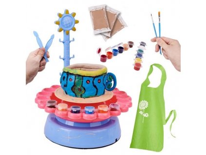 Kreativní sada hrnčířský kruh pro děti +hlína a malování