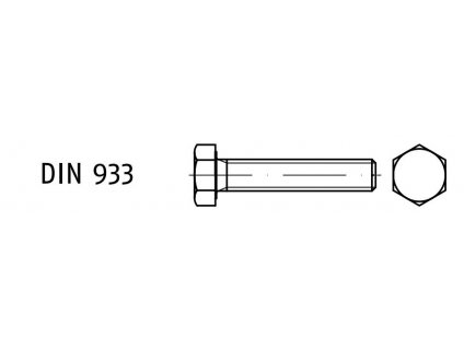 Šrouby 6hranné DIN 933, rozměr M8x20, stoupání závitu 1,25 mm, balení 10 kusů