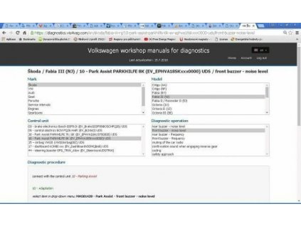 VIS - online databáze diagnostických postupů pro koncern VW