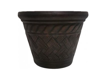 Květináč 29x23 cm, tmavě hnědý, ratanový efekt