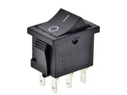 Přepínač kolébkový KCD1-202, ON-ON 2pol.250V/6A černý