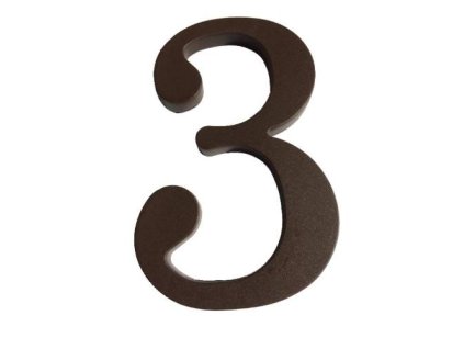Číslo "3", 180 mm, plastová hnědá