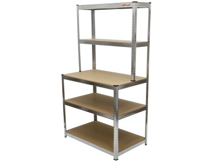 Policový regál s pracovní plochou, 1000 x 600 x 1800 mm - AH3004