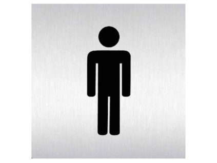 Znak rozlišovací "WC-muži", 60 x 60 mm, samolepící, nerez
