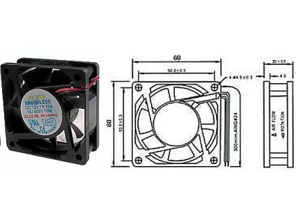 Ventilátor 60x60x20mm 12V/0,13A 3900 ot/min