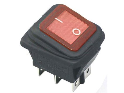 Vypínač kolébkový KCD2-202W, ON-ON 250V/20A červený vodotěsný