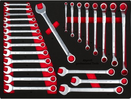 Sada oboustranných klíčů v pěnové výplni do dílenských vozíků, 25 dílů - H17026EW2