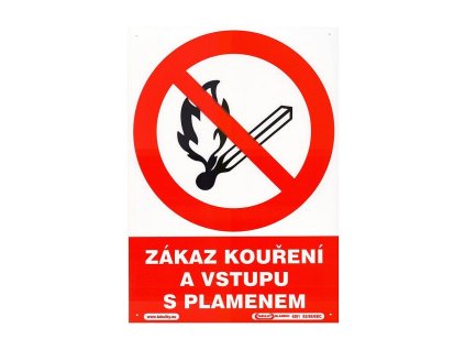 Tabulka - Zákaz kouření a vstupu s plamenem (plastová tabulka A4)
