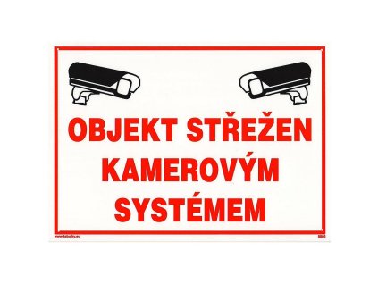 Tabulka - Objekt střežen kamerovým systémem (plastová tabulka A4)