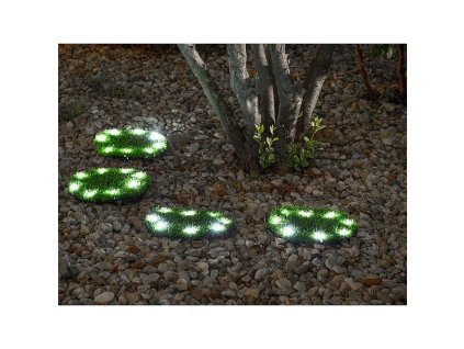 Lampa solární 4 trávnaté desky, 24cm, 4x 8 LED, AA