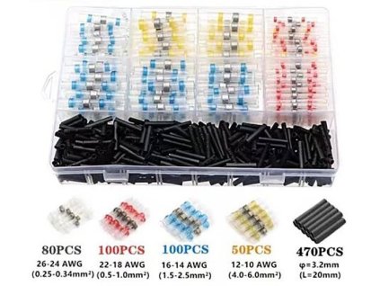 Kabelová spojka pájecí s cínem a bužírkou, sada 800ks