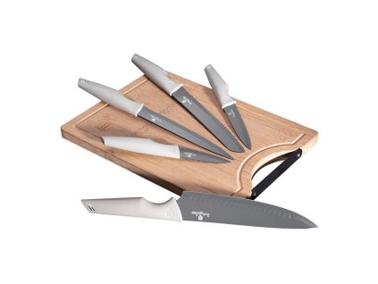 BERLINGERHAUS Sada nožů s nepřilnavým povrchem + prkénko 6 ks Aspen Collection BH-2838