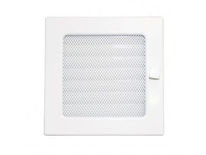 Lakovaná krbová mřížka s rámečkem a síťovinou uzaviratelná 170x170 bílá
