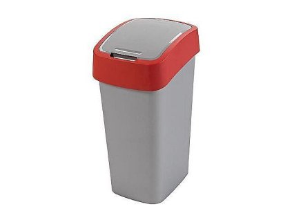 Koš Curver® FLIP BIN 45l, šedostříbrná/červená, na odpadky